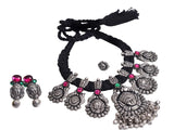 Advaita Handicrafts thread german silver set - 7 pendant Durga