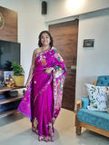 Pure Handspun Silk – Hand Painted Patachitra Saree – Raja Rani theme