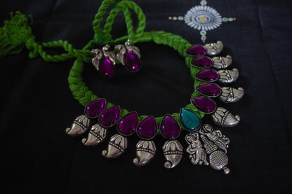 Colorful german silver stone necklace sets.