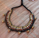 Wide Chatai Dhokra bead Necklace Set - Click for variety