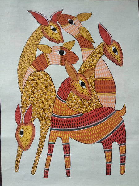 Gond series hand-painted wallpaintings - unframed