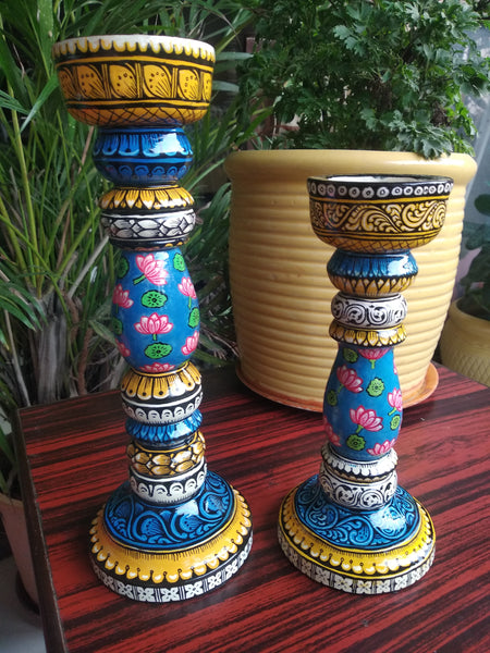 Handcrafted hand-painted wooden candle holders - Click for variety