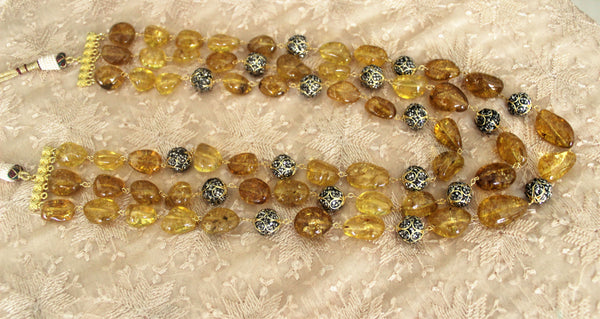Advaita Handicrafts tourmaline tumbles and anitque cum CZ bead necklaces