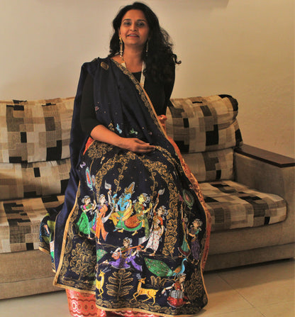 Handpainted Patachitra Dupattas - Heavy work + both sides