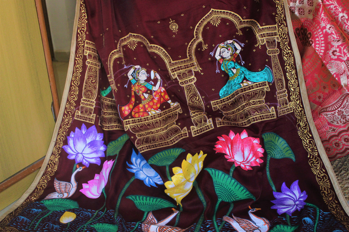 Handpainted Patachitra Dupattas - Heavy work + both sides