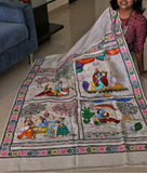 Pure Silk Hand-painted Patachitra Saree - Krishna Seasons