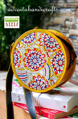 Advaita Handicrafts - Handpainted Leather Sling Purses - Click for variety