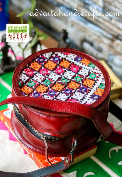 Advaita Handicrafts - Handpainted Leather Sling Purses - Click for variety