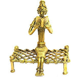 Decorative brass statue of Lady on cot combing hair/Reading/  Dhokra figurine of lady combing her hair
