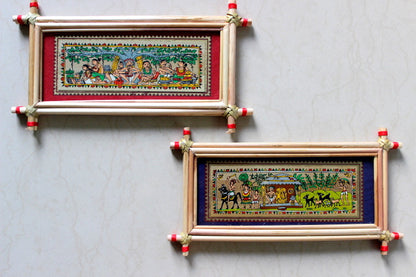 Palm leaf Tribal painting prints - Set of 2