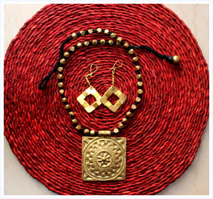 Advaita Handicrafts Tribal Dhokra pendant necklace set - CLICK FOR VARIETY.