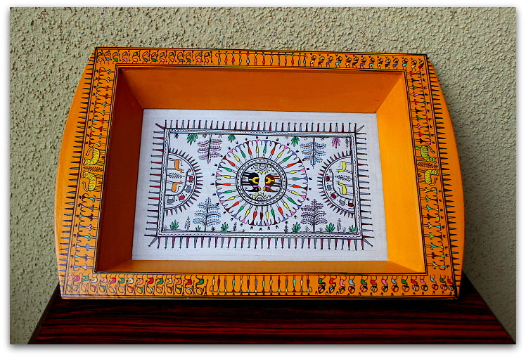 Orange signature design Hand Painted Serving Tray