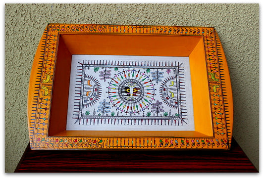 Orange signature design Hand Painted Serving Tray